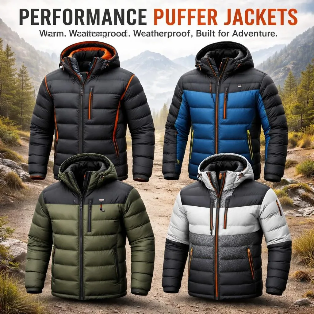 Puffer Jackets Gpt Create More Puffer Jackets All Unique And Different Designs Change Background A